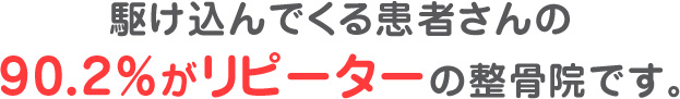 駆け込んでくる患者さんの90.2％がリピーターの整骨院です。